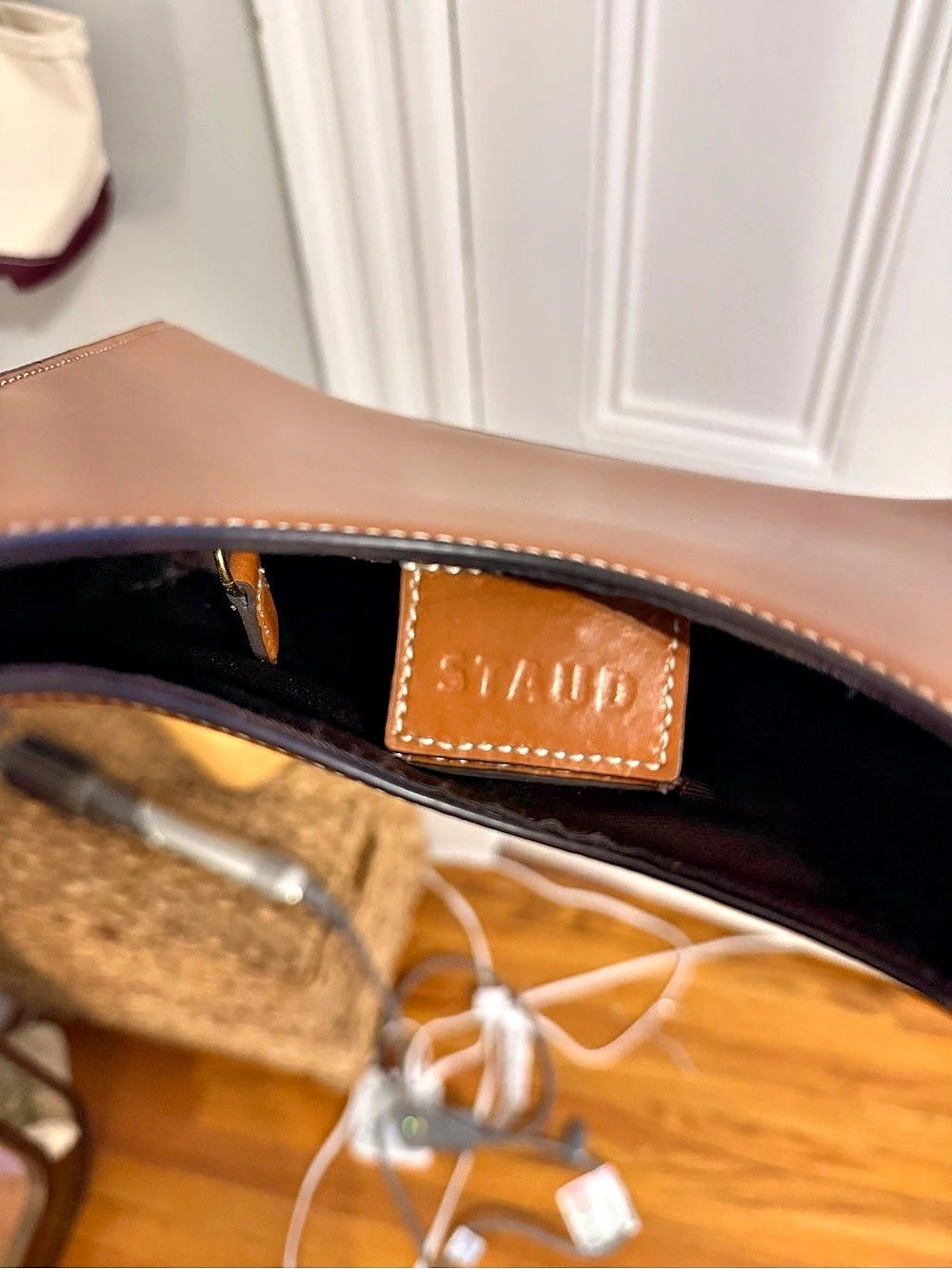 STAUD Tommy Leather Shoulder Bag Brown - Picture 4 of 4